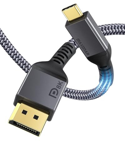 Maxonar USB C auf DisplayPort 1.4 Kabel 3M 8K@60Hz 4K@144Hz 2K@240Hz HBR3 unidirektional für MacBook Pro Air M1 M2 M3 Mac Mini iPad Pro Dell XPS Samsung Monitor Laptop