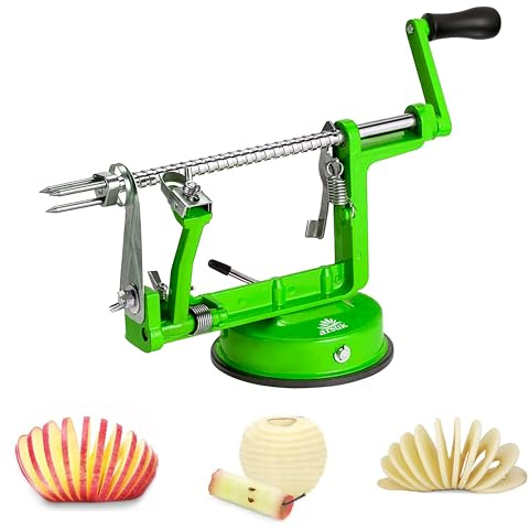 Apfelschäler, Corer, Kartoffel Obst Schäler und Cutter, Schälmaschine, Rotierend Apfel Schäler mit Saugwirkung Tasse, Ideal für Äpfel, Birnen, Kartoffeln