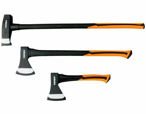 FUXTEC AXT Set, 3 teilig, Beil 600g, Axt 1.000g, Spaltaxt 3.000g - Spalthammer Axtset, Spaltbeil