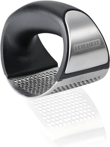Leifheit Knobi King®, Knoblauchpresse, Knoblauchwippe aus rostfreiem Edelstahl, spülmaschinenfest, garlic press, innovatives Design, Küchenhelfer, einfache Handhabung und Reinigung