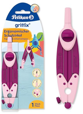 Pelikan griffix Schul-Zirkel, 150mm, mit Ersatzminen, Anspitzer und Spitzenschutz, Sweet Berry, 1 Stück