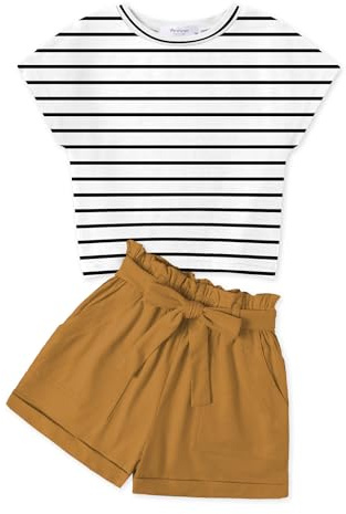 Arshiner Mädchen Tshirt mit Shorts Set Sommer Kinder Bekleidungssets Freizeit Mode Tank Top Zweiteiliges Kleidung Sets für Mädchen 6-7 Jahre