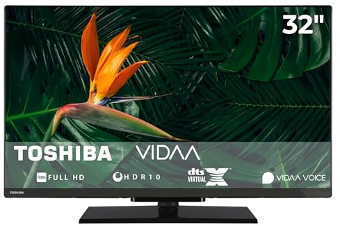 Toshiba 32LV3F63DAZ Fernseher 32 Zoll VIDAA Smart TV mit Full HD Auflösung | HDR | 2x HDMI | 1x USB | Bluetooth | Sprachsteuerung | DTS Virtual X | Triple-Tuner DVB-C/-S2/-T2 | Modelljahr 2026