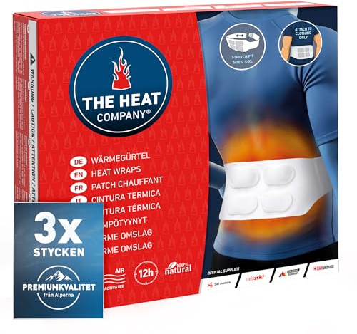 THE HEAT COMPANY Wärmegürtel - 12 Stunden wohlige Wärme - EXTRA WARM | 3 Stück, 100% natürlich, Preis-Leistungs-Sieger, sofort einsatzbereit, Rückenwärmer für alle Größen: S-XL, luftaktiviert