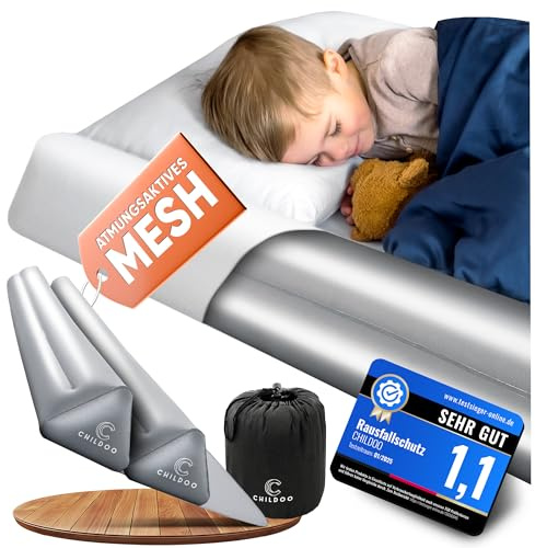 CHILDOO aufblasbarer Rausfallschutz Bett Reise für Kinder & Baby - Bettgitter Rausfallschutz für Boxspringbett 200cm - Bettschutzgitter Kinderbett Elternbett - tragbarer Fallschutz Bett Rausfallschutz