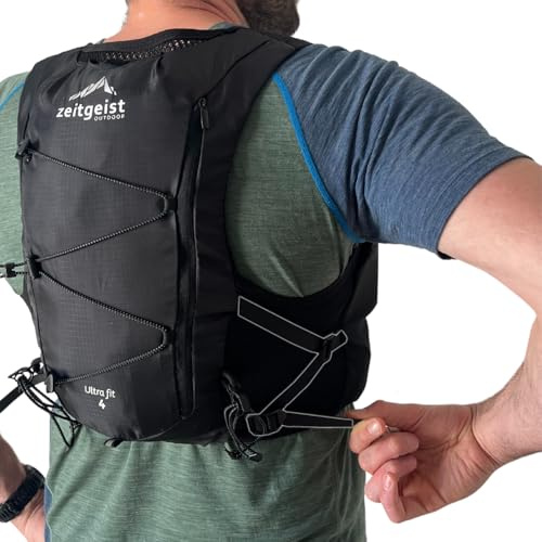 zeitgeist OUTDOOR Laufweste Damen und Herren 4L optimale Passform atmungsaktiv ultraleichter Laufrucksack 210g Trinkruckack Laufen Fahrradrucksack Trailrunning Rucksack