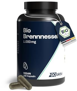 GOaktiv Bio Brennnessel Kapseln – hochwertige Brennnesselkapseln als Nahrungsergänzung – 1000 mg pro Dosis – vegan & ohne Zusatzstoffe – einfache Anwendung im Alltag – 180 Kapseln Vorratspackung