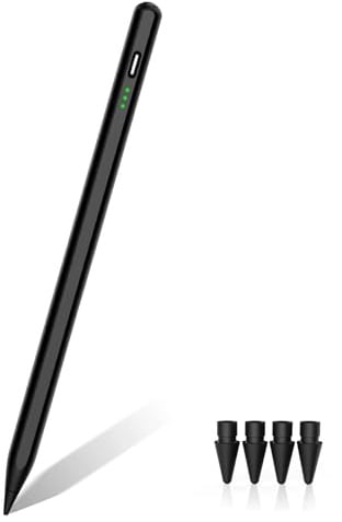 Schwarz Stift für iPad (2018–2026) – Hochpräzise, 2-fache Schnellladung | Kompatibel mit iPad 6.–11. Gen (A16), iPad mini 5/6/7, iPad Air 3.–6. Gen (M2/M4), iPad Pro 11/12,91.–6. Gen, M4 11/13