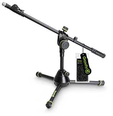 Gravity MS 3122 HDB - Schweres kleines Mikrofonstativ | Kurzer Mikrofonständer; maximale Länge von 88 cm; schwarz