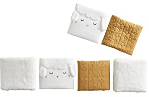 Vertbaudet Baby Bettumrandung/Polster für Laufgitter „Schäfchen“ Oeko-Tex wollweiß/gelb ONE Size