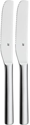 WMF Nuova Brunchmesser Set 2-TLG, Frühstücksmesser 19,5 cm, Brötchenmesser Wellenschliff, Brotzeitmesser, Cromargan Edelstahl poliert