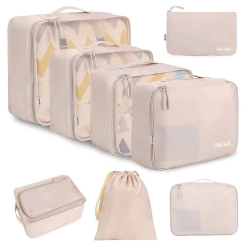BAGAIL 8 Teilige Packwürfel, Kleidertaschen, Packing Cubes, Verpackungswürfel, Packtaschen Set für Urlaub und Reisen, Kofferorganizer Reise Würfel, Ordnungssystem für Koffer