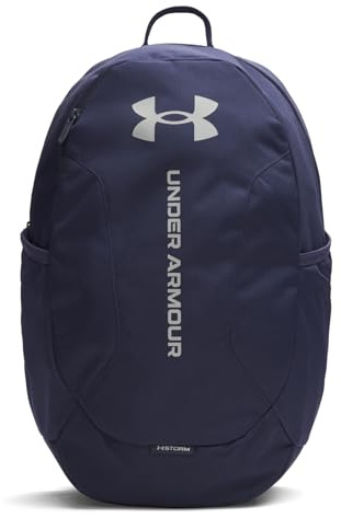 Under Armour Unisex Hustle Lite Backpack, strapazierfähiger Sportrucksack mit verschiedenen Fächern, wasserabweisende Sporttasche mit 2 Flaschenhaltern,Midnight Navy / / Steel,OSFM