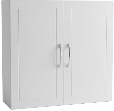Relaxdays Hängeschrank Bad, 2 verstellbare Einlegeböden, HxBxT: 60 x 60 x 18 cm, Landhausstil, Wandschrank, weiß/Silber