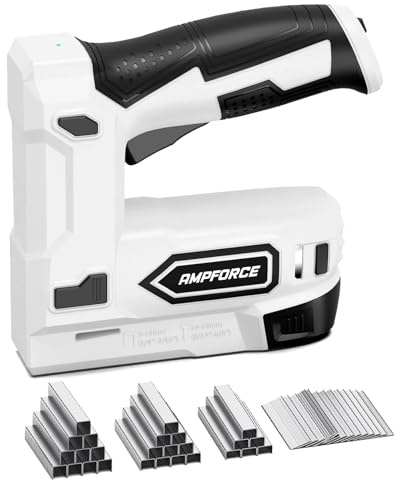 AMPFORCE Akku Tacker, 2-in-1 Lithium-Ionen-Heftgerät, 4V Nagelgerät Set Mit Ladekabel, 1200 Heftklammern &400 Nägel, Power-Tacker für Bastelarbeiten, DIY und Polsterarbeiten