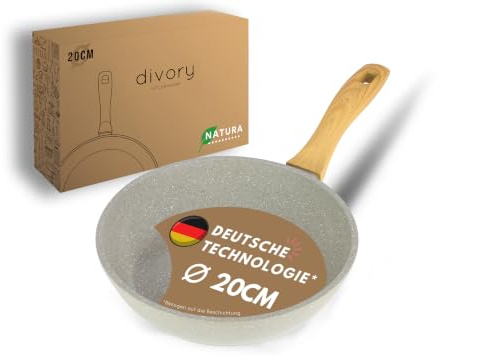 DIVORY Keramikpfanne 20cm – Pfanne mit Keramikbeschichtung Induktion, PFAS & PTFE frei, kleine Bratpfanne Keramik, Mini-Pfanne, Eierpfanne beschichtet - frying ceramic pan (Natura, 20 cm)