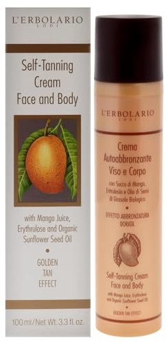 L'Erbolario, Selbstbräunungscreme für Gesicht und Körper mit Mangosaft, Graduelle Bräunung, Größe: 100 ml