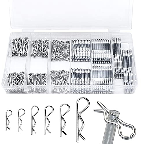 150 Stück Federsplinte Federstecker Sortiment, R-Clips Verzinkte Sicherungssplinte R Splinte Haltefederkupplung Splinte, sicher und schnell festziehen (6 Größen)