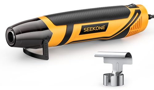 SEEKONE Mini Heißluftfön 2 Temperatur 260 ℃/450 ℃, 350W Manuelle Heißluftpistole mit Edelstahldüse, Überlastungsschutz, EU-Norm, Tragbarer Heissluftgebläse Schnelle Erwärmung für DIY, Prägen, Basteln