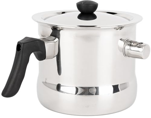 KARL HAUSMANN Milchtopf 1,5L mit Pfeife, Deckel und Messskala - Milchkochtopf Edelstahl Doppelwandig, Wasserbad Prinzip, ohne Anbrennen und Überkochen, für Induktion, Gas, Ceran, Elektro