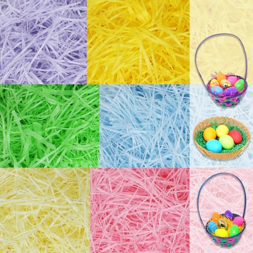 JOYIN 680g Ostergras Raffia Hamper Shreds, Geschreddertes SeidenPapier mit 6 Farben gelten Oster Party, Osternest, Osterei Dekoration, Klassenzimmer Eventdekoration, Osterkorb Füllstoff