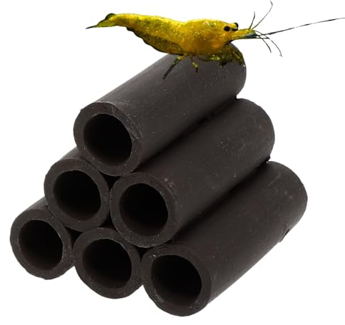 GarPet Aquariendeko Pyramide 6er Garnelenröhre Aquarium Deko Garnelen Garnelenhöhle Krebshöhle Welsröhre Laichröhre Keramik Ton schwarz