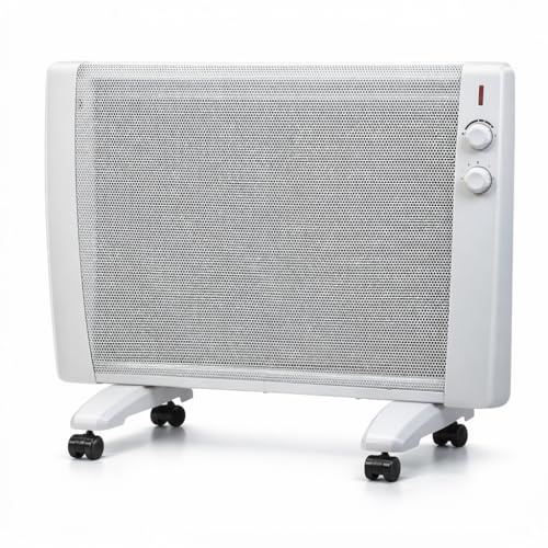 Syntrox Germany Infrarotheizung 2400W / Wärmewellenheizung – mobile Elektroheizung mit Thermostat & 4 Heizstufen, leise & staubfrei, Standgerät mit Rollen und Wandmontage