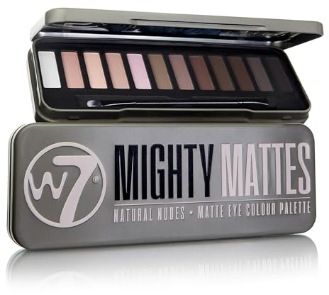 W7 Mighty Mattes Lidschatten-Palette - 12 Nude Farben | Matte Langanhaltende Lidschatten, Makelloser Natürlicher Finish
