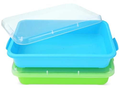 AtMini Sandkasten mit Deckel für Kinder Sensory Bin Spielzeug für Sand Aktivität Sandkasten für Kinder Kunststoff-Tablett für Wasser, Sand, Perlen und mehr (2 Stück)
