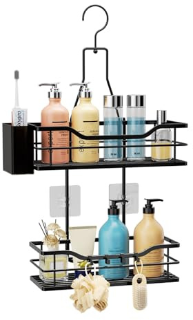 HapiRm Duschablage zum Hängen Duschregal Hängend - Duschregal zum Hängen 360° Verstellbarer Haken für das Badezimmer mit 4 Haken, Duschkorb zum Hängend für Shampoo, Spülung & Aufbewahrung