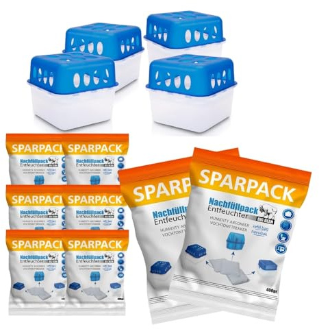 BigDean 4x Luftentfeuchter + 8 Nachfüllpacks 400g – Raumentfeuchter