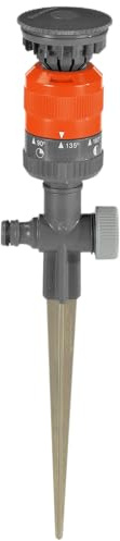 Gardena Comfort-Kreisregner Vario: Sprühregner für gleichmäßige Beregnung, für Flächen bis 225m², Wurfweite 8,5 m, 7-stufige Sektoreneinstellung von 90° - 360 °, Stabiler Metall-Spike (1949-20)