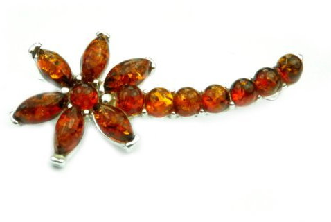 SilverAmber Damen-Brosche 925 Silber mit Bernstein - M812