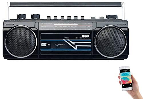 auvisio Kassettenrekorder: Retro-Boombox mit Kassetten-Player, Radio, USB, SD & Bluetooth, 8 Watt (Ghettoblaster, Retro Kassettenrecorder, Kassettendeck)