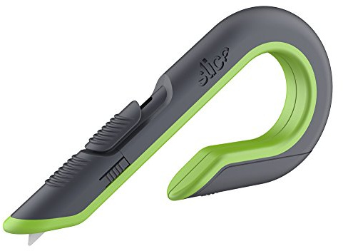 Slice 10503 | Sicherheits-Kartonmesser mit automatischem Klingenrückzug| Keramik-Sicherheitsklinge, beidhändig nutzbar | ergonomischer Griff