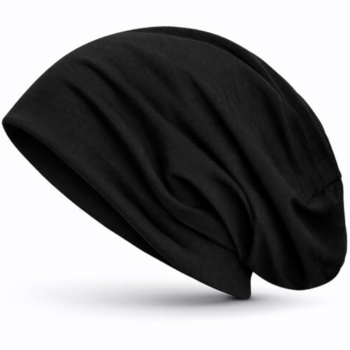 style3 Slouch Beanie aus atmungsaktivem, feinem und leichten Jersey Unisex Mütze Haube Bini Einheitsgröße