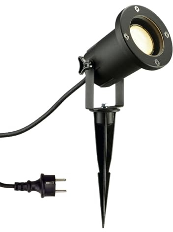 SLV NAUTILUS XL | Außenlampe für die Beleuchtung von Garten, Terrasse, Pflanzen, Wegen, Teich, Aussen-Leuchte | IP65, GU10, 1,5 m Kabel, mit Stecker, schwarz