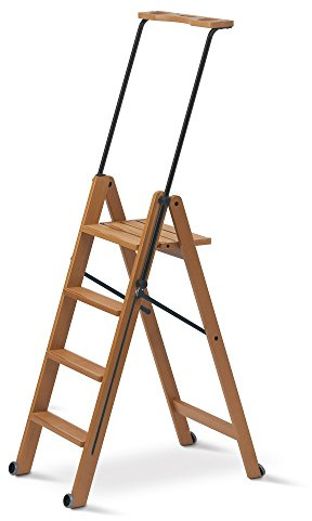 Arredamenti Italia Leiter 170/4 TUSCANIA; Holz - 4 Stufen - zusammenklappbar - mit Sicherheitssystem - Farbe: Kirsche Holz AR-It il Cuore del Legno