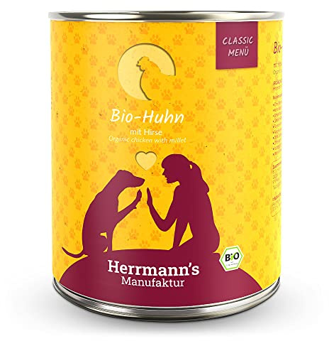 Herrmanns Bio Hundefutter Huhn Menu 2 mit Hirse, Kürbis, Zucchini 800 g, 6er Pack (6 x 800 g)