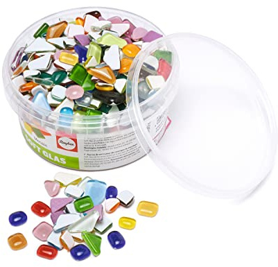 Rayher Soft Glas Mosaik Mix, polygonal (unregelmäßig), bunte Mischung, Dose 500g ,14796999, Bunt