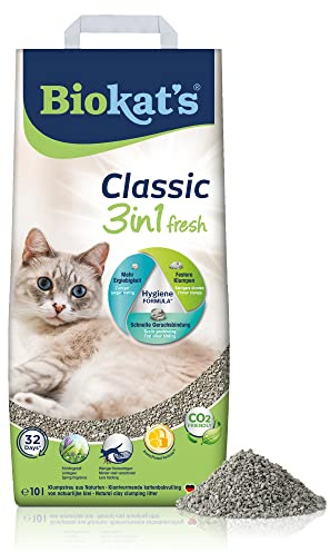 Biokat's Classic fresh 3in1 mit Frühlings-Duft - Klumpende Katzenstreu mit 3 unterschiedlichen Korngrößen - 1 Sack (1 x 10 L)
