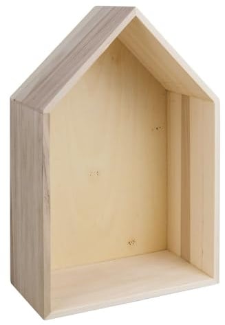 Rayher Hobby Rayher Holzrahmen Haus, FSC zertifiziert, 24 x 16 x 8 cm, mit Aufhänger, Objektrahmen, Holzhaus, Beige, 62594000, Mittel