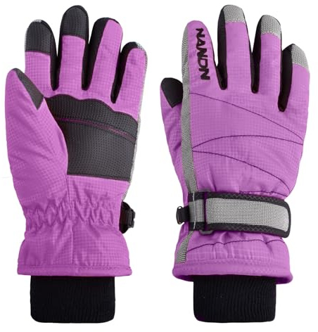 Azarxis Warme Handschuhe, Thermische Ski Snowboard Handschuhe, Winddich Winterhandschuhe für Damen und Herren (Violett, M)