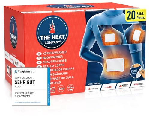 THE HEAT COMPANY Bodywärmer - 20 Stück - Wärmepflaster Rücken & Nacken - EXTRA WARM - Körperwärmer - Rückenwärmer - 12 Stunden wohlige Wärme - luftaktiviert - rein natürlich