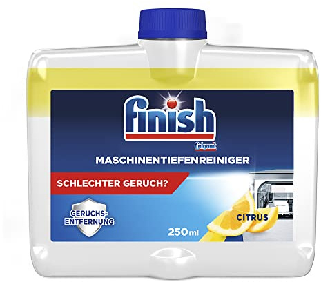 Finish Maschinentiefenreiniger Citrus – Flüssiger Maschinenreiniger gegen Kalk und Fett für eine saubere Spülmaschine – Sparpack mit 1 x 250 ml Maschinenpfleger mit Zitronenduft