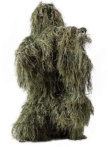 VADOOLL Ghillie Anzug Camo Woodland Camouflage Waldjagd 4-teilig + Tasche