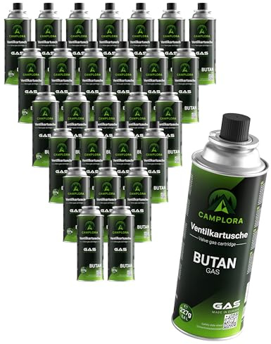 Camplora 28x 227g Butan Gaskartuschen mit MSF-1a Ventil Butane Gas | für Campingkocher, Grill, Gasheizung, Gaskocher, camping gas stove, butan Gaskartusche Gasflasche cartridge