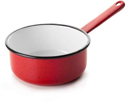 IBILI Stielkasserolle Promo 14 cm aus emailliertem Stahl in rot/weiß