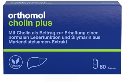Orthomol Cholin Plus: Nahrungsergänzung zur Erhaltung einer normalen Leberfunktion* und für den normalen Fettstoffwechsel, kombiniert mit Mariendistel-Extrakt, vegan, 60 Tagesportionen