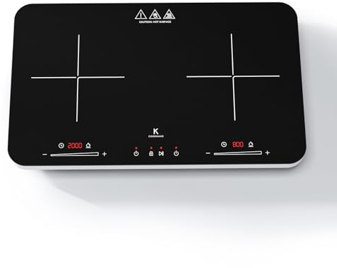 Induktionskochfeld 2 platten, COOKNANO Doppel-induktionskochplatte unabhängiger Steuerung 3600W, 20 Leistungs und Temperatureinstellungen, 6-Stunden Timer, tragbares Induktion Kochfeld, Kinderschloss